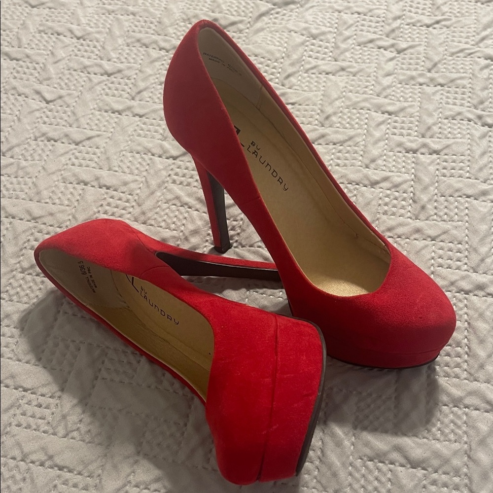 CL by Laundry Red Suede Heels